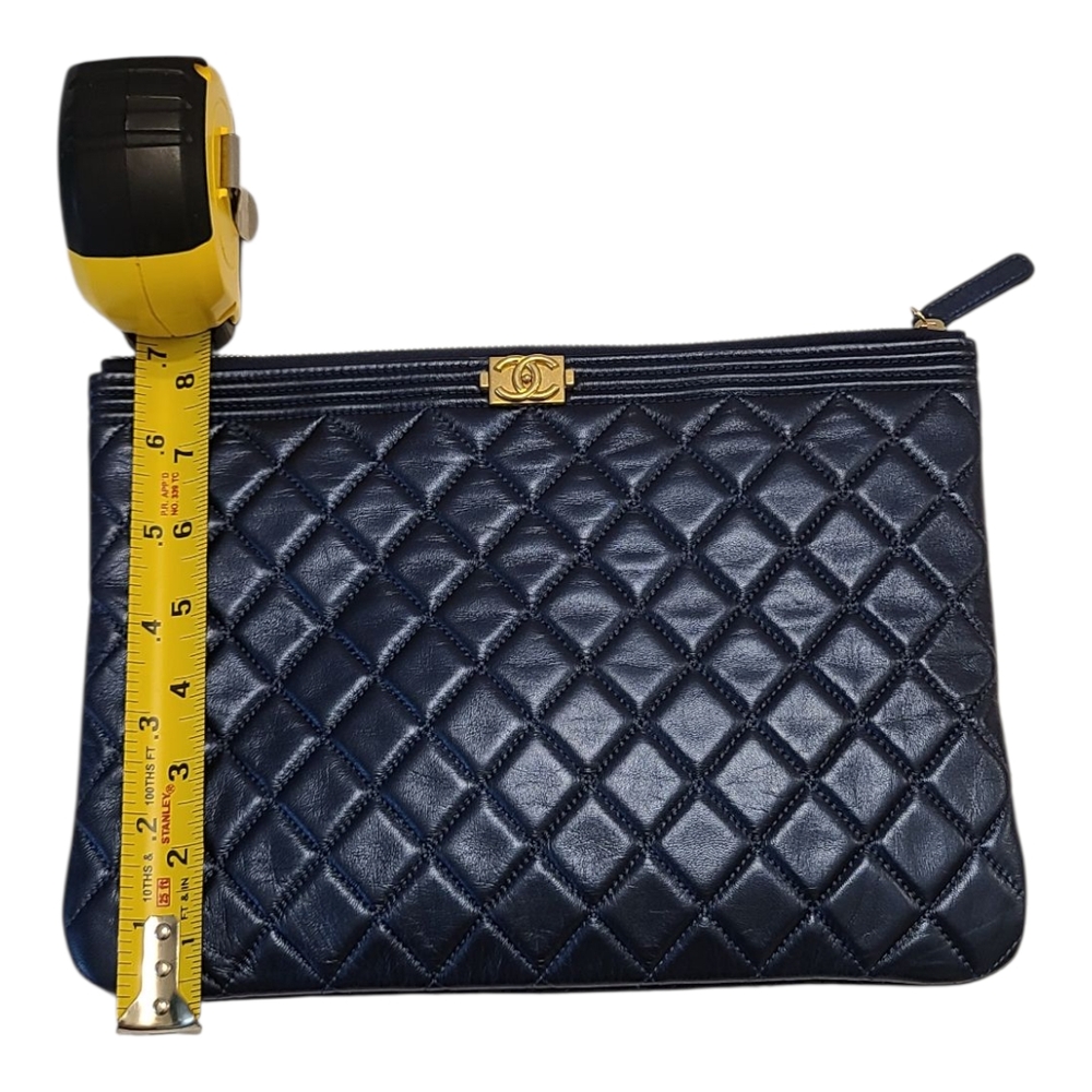Chanel Blue Quilted Leather Clutch - Picture 8 of 10